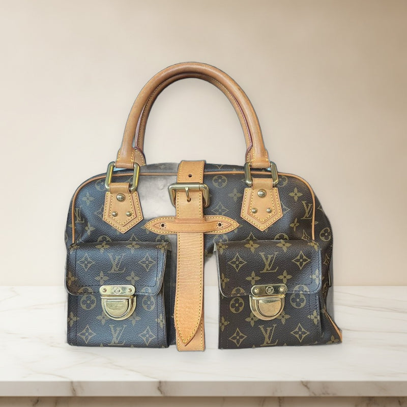 Louis Vuitton Monogram Manhattan Gm Handbag Brown Coated Canvas