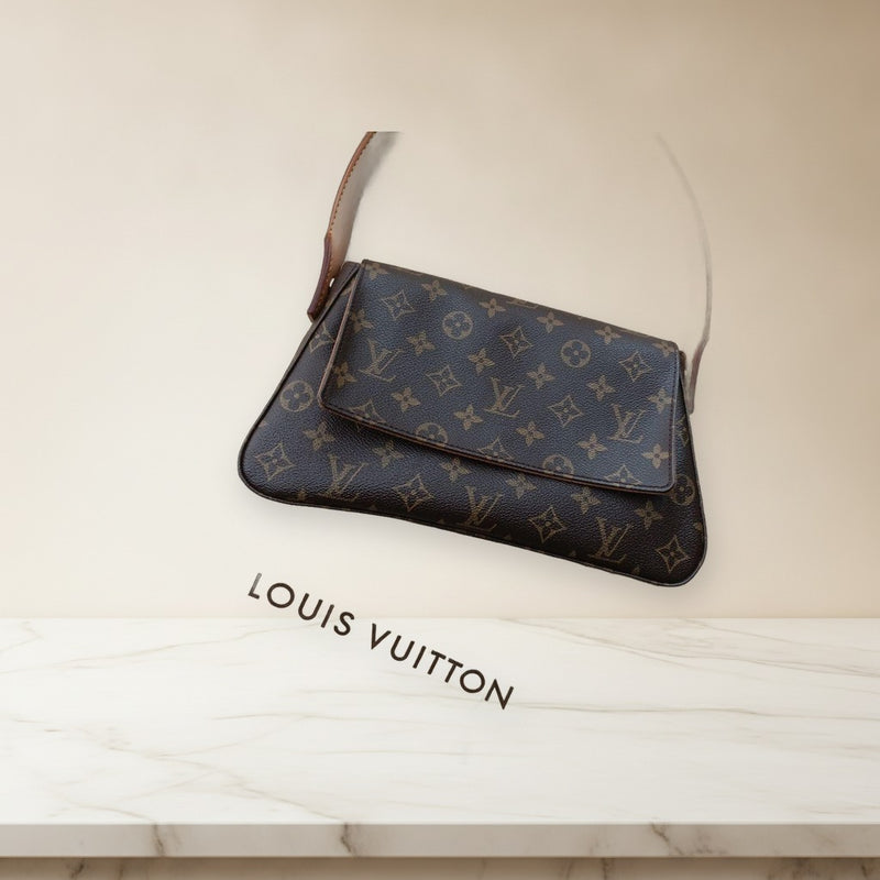 Louis Vuitton Monogram Handbag Leather Brown