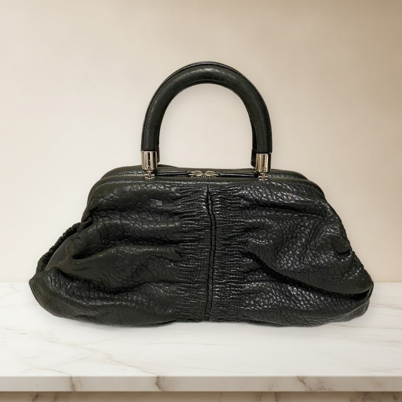 Christian Dior Calenina Handbag Embossed Leather Cd Charm