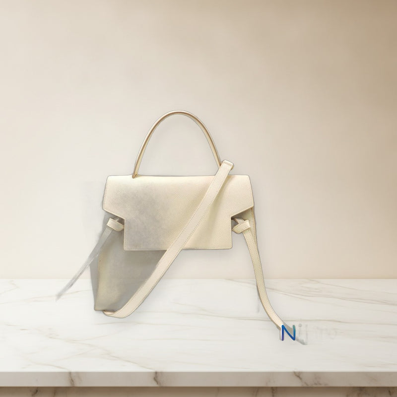 Celine Belt Bag Small Handbag Shoulder Bag Leather White Ivory Beige
