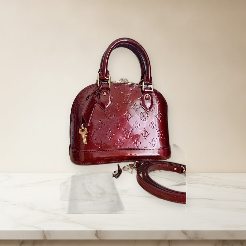 Louis Vuitton Alma Bb M91678 Handbag Amarante Vernis Patent Leather