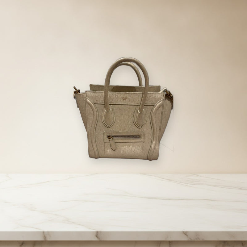 Celine Luggage Nano Handbag Ivory Leather