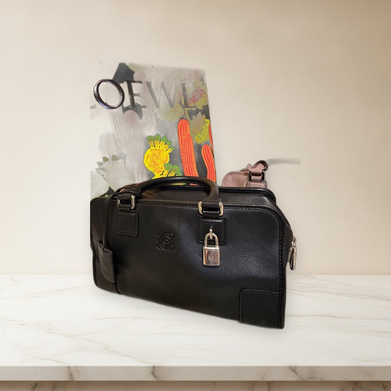 Loewe Amazona 28 Anagram Handbag Tote Bag Leather Black