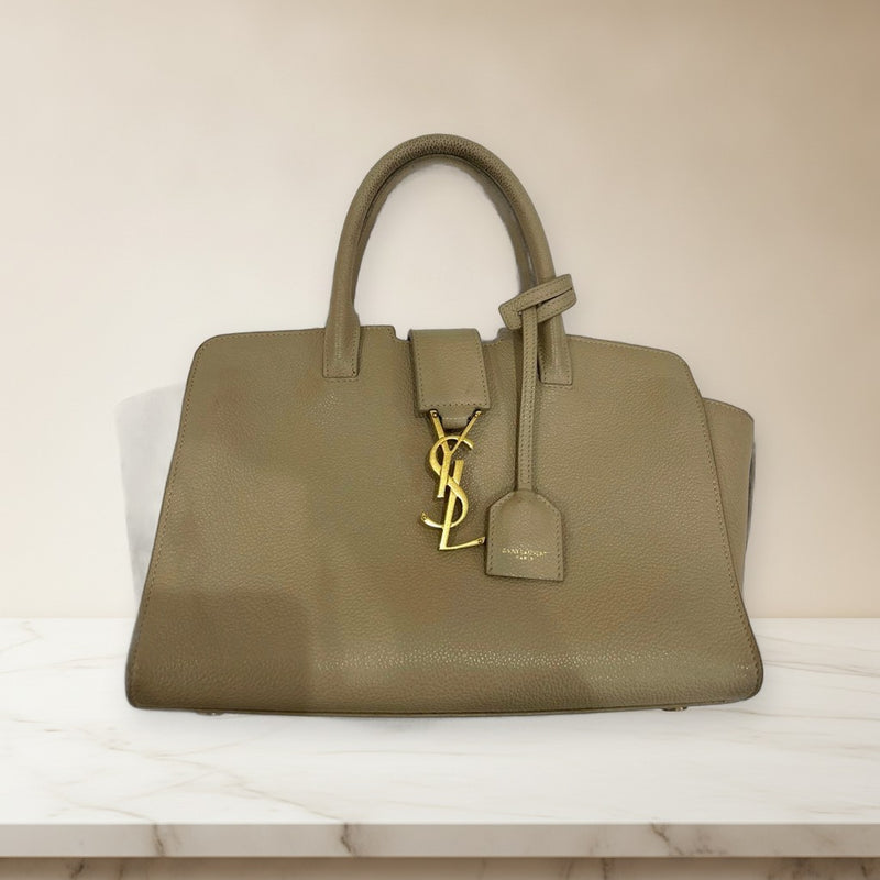 Saint Laurent Downtown Tote Bag Calfskin Leather Dark Beige Bronze Hardware