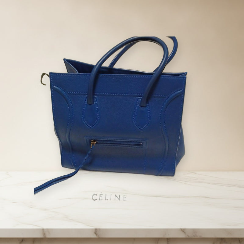 Celine Small Square Luggage Handbag Leather Royal Blue