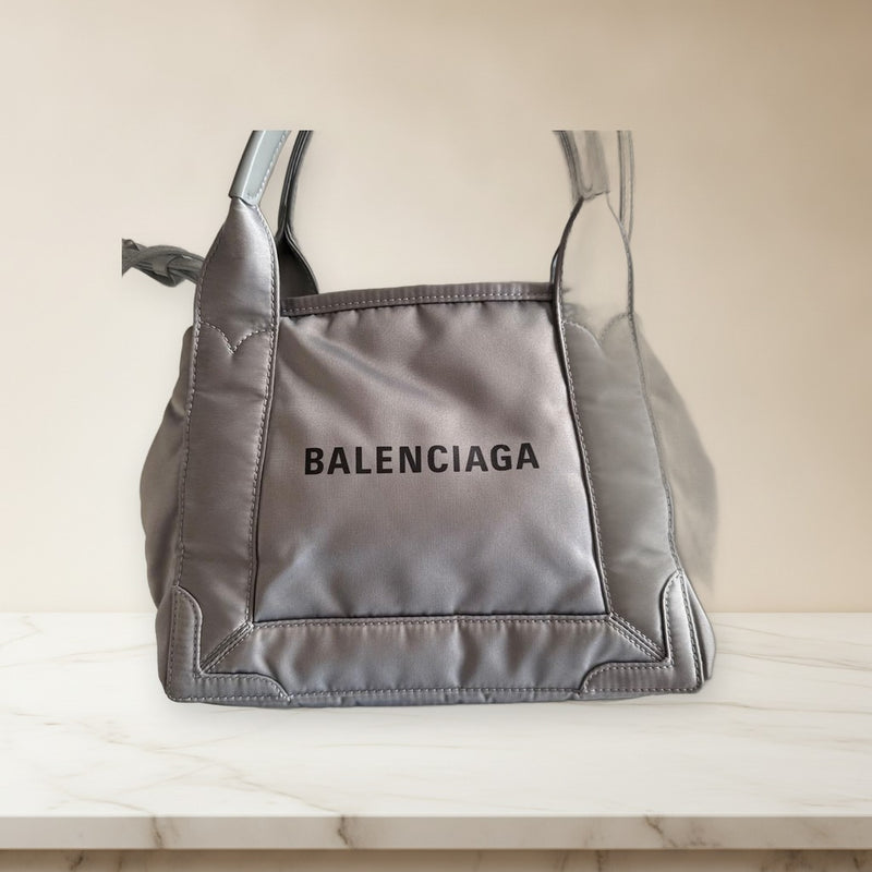 Balenciaga Cabas Xs Tote Bag Nylon Calfskin Gray Handbag