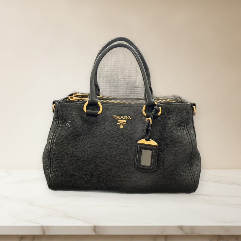 Prada 1BA866 2-Way Handbag Shoulder Bag Leather Black