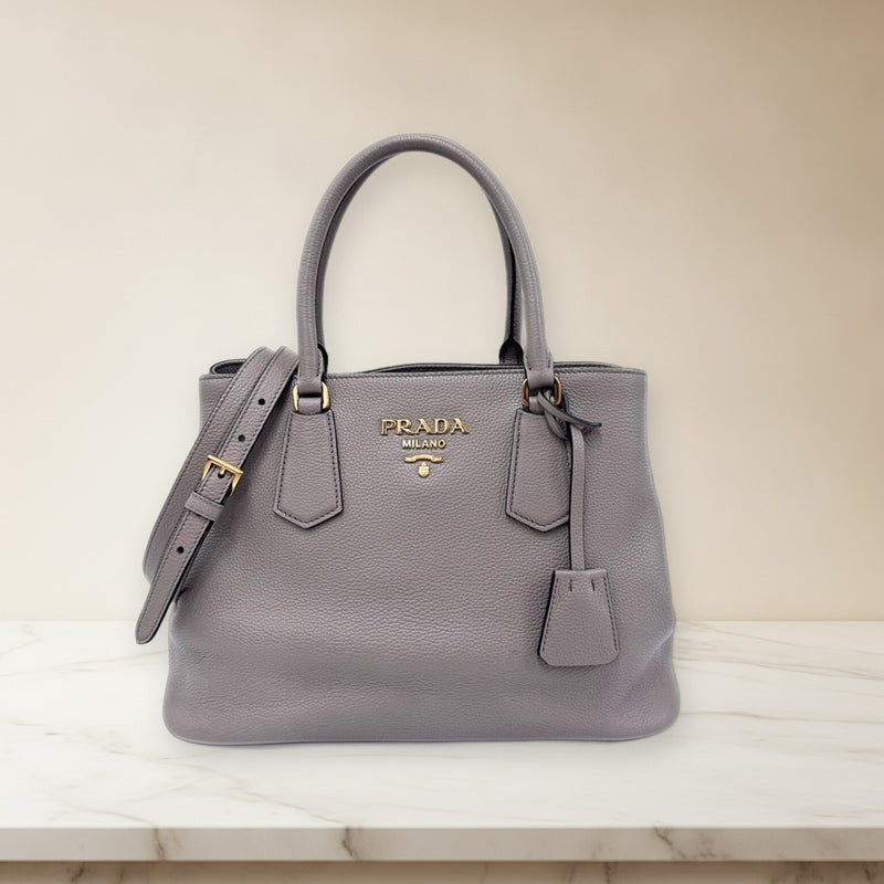 Prada 1BA239 Handbag Shoulder Bag Leather Argilla Gold Hardware