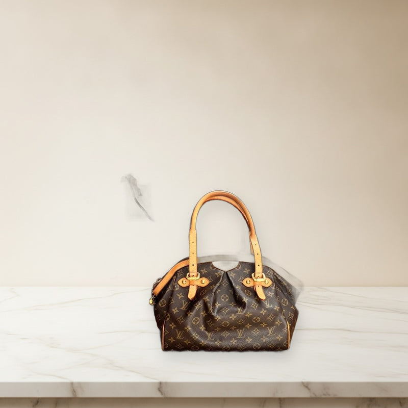 Louis Vuitton Monogram Handbag Shoulder Bag Canvas Brown