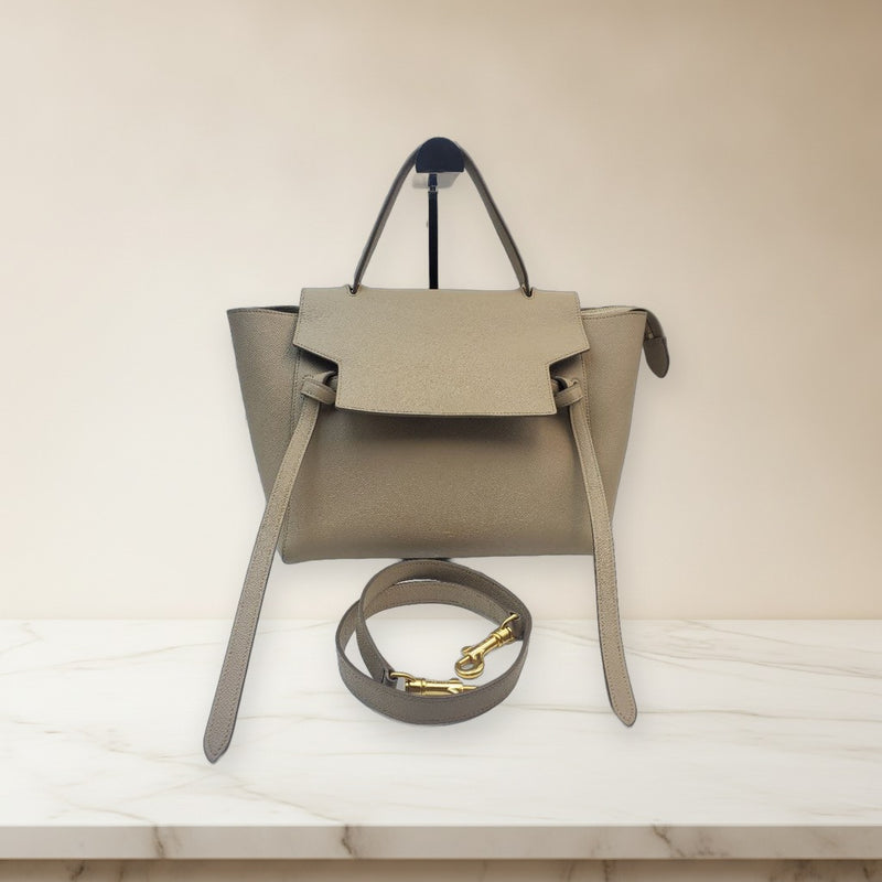 Celine Belt Bag Mini 2WAY Shoulder Bag Handbag Calfskin Beige