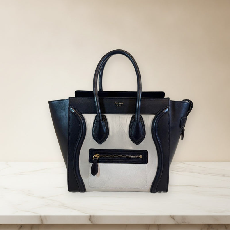 Celine Luggage Micro Shopper Handbag Leather