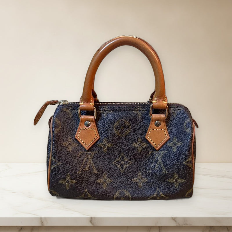 Louis Vuitton Mini Speedy Handbag Monogram Canvas Leather