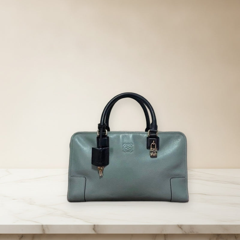 Loewe Amazona 36 Handbag Limited Edition Barroco Mint Green Black Leather