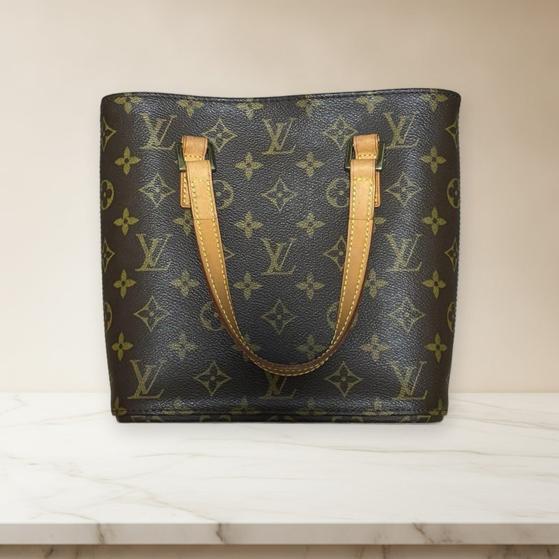 Louis Vuitton Monogram Tote Bag Handbag Leather Brown