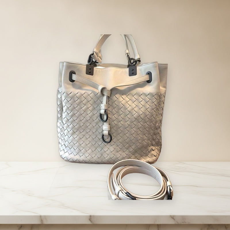 Bottega Veneta 2-Way Handbag Shoulder Bag Ivory Leather