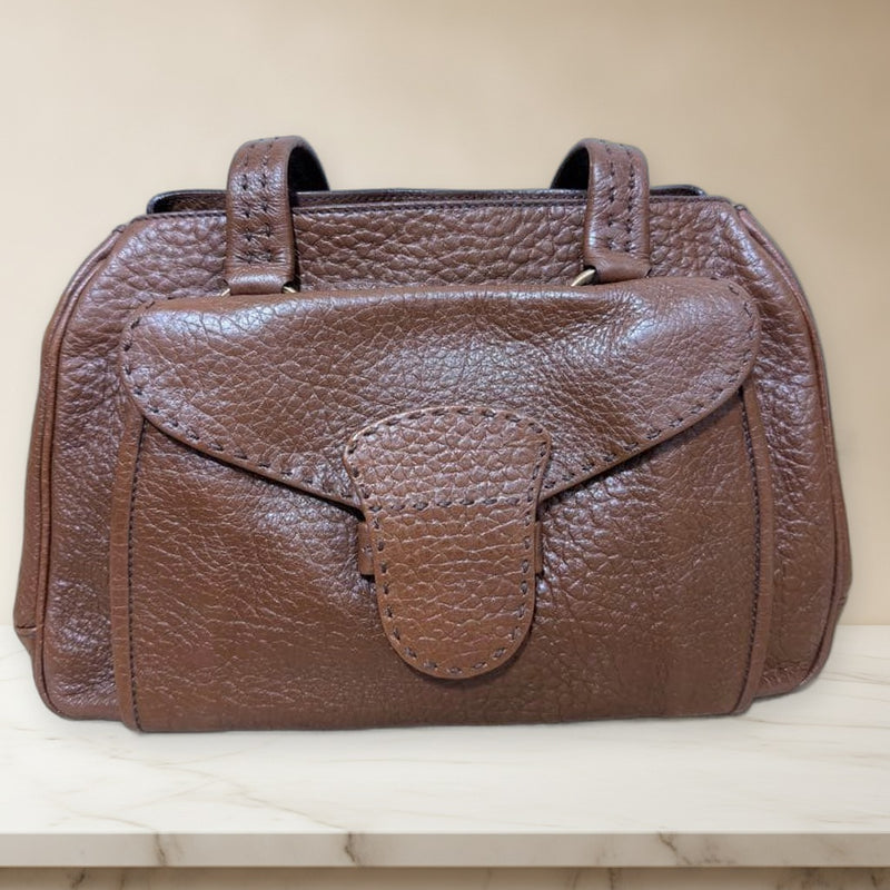 Prada Berlino Shoulder Bag Leather Brown Gold Hardware Crossbody Handbag
