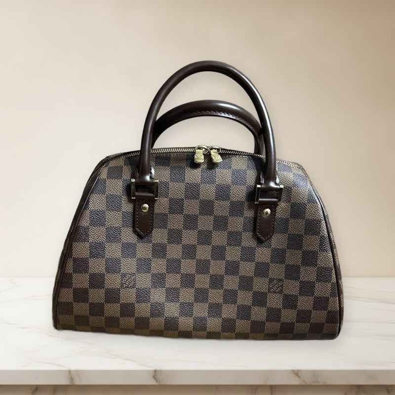 Louis Vuitton Damier CA0024 Handbag Tote Bag Brown Leather