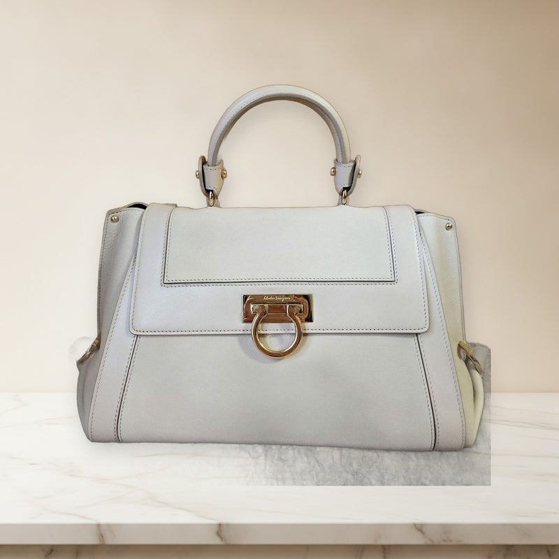 Salvatore Ferragamo Handbag Cream Leather Shoulder Bag Strap