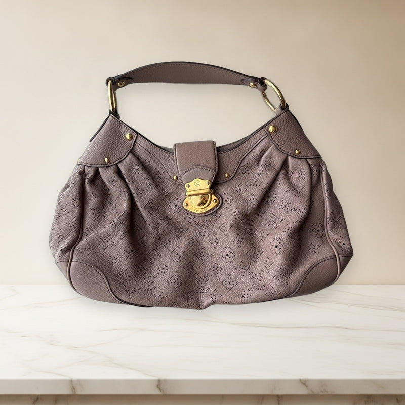 Louis Vuitton Mahina Solar Pm Shoulder Bag Taupe Leather Gold Hardware