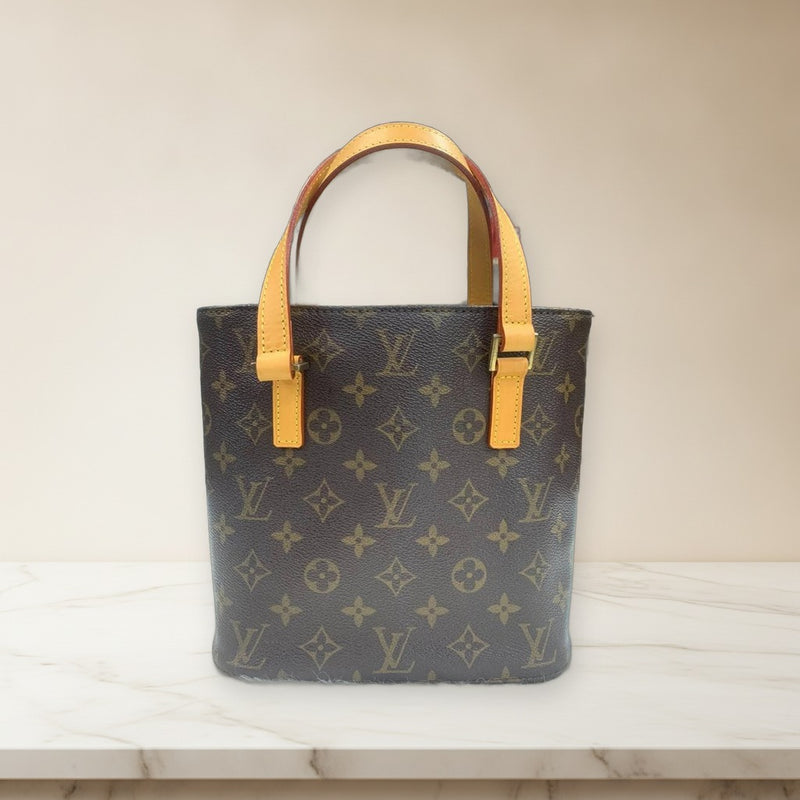 Louis Vuitton Monogram Handbag Shoulder Bag Leather Brown Orange