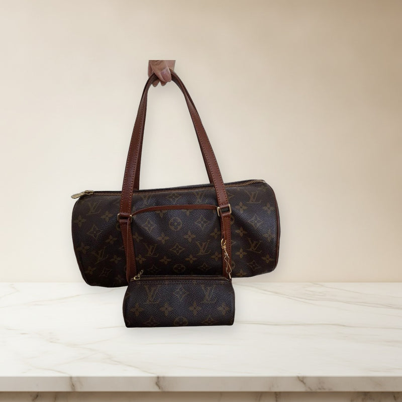 Louis Vuitton Papillon Pouch Set Monogram Handbag Coated Canvas