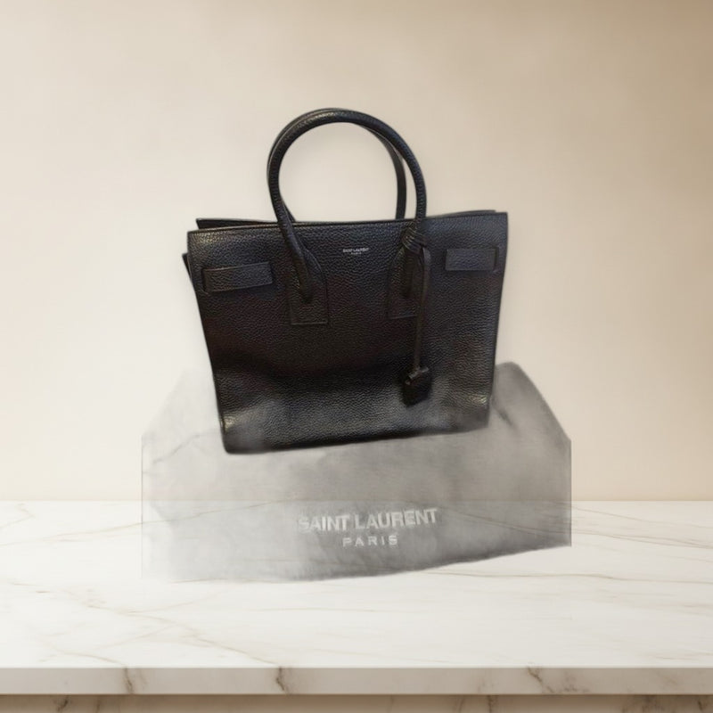 Saint Laurent Black Leather Handbag Tote Shoulder Bag