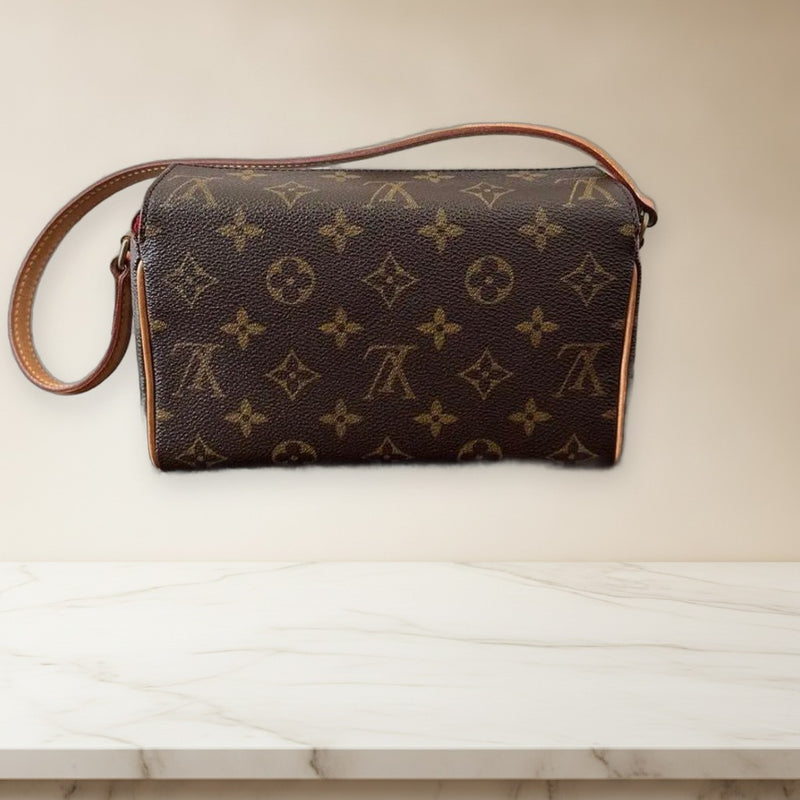 Louis Vuitton Recital Handbag Monogram Canvas Brown Leather Shoulder Bag