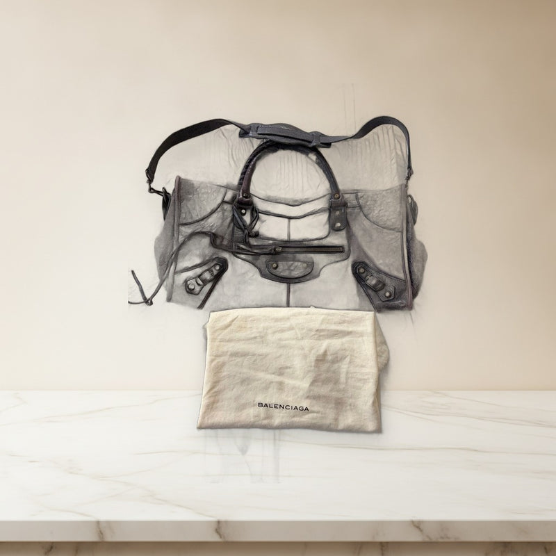 Balenciaga City Part-time Shoulder Bag Leather Navy With Shoulder Strap