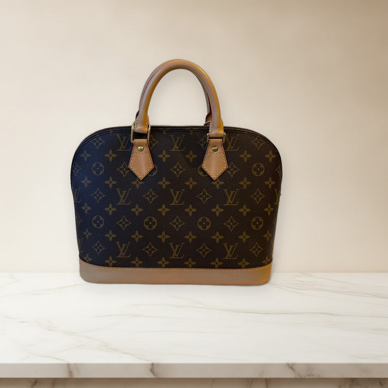 Louis Vuitton Alma Pm BA0948 Monogram Handbag Brown Coated Canvas