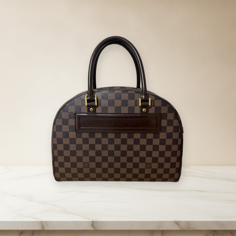Louis Vuitton Damier Nolita N41455 Handbag Tote Canvas Brown Gold Hardware