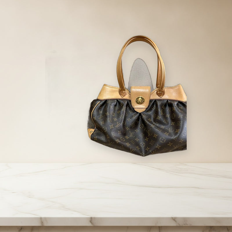 Louis Vuitton Monogram Boetie Pm M45715 Handbag Canvas Leather Dark Brown Beige