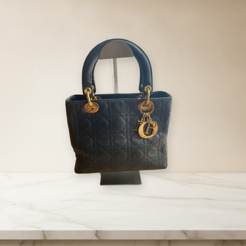 Dior Handbag Black Leather Gold Hardware