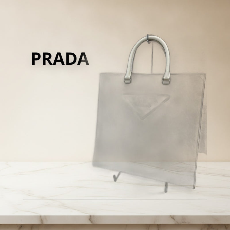 Prada Embossed Leather Tote Bag White