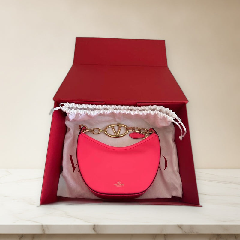 Valentino Garavani Vlogo Moon Handbag S Mini Hobo Lamb Leather Camellia Gold