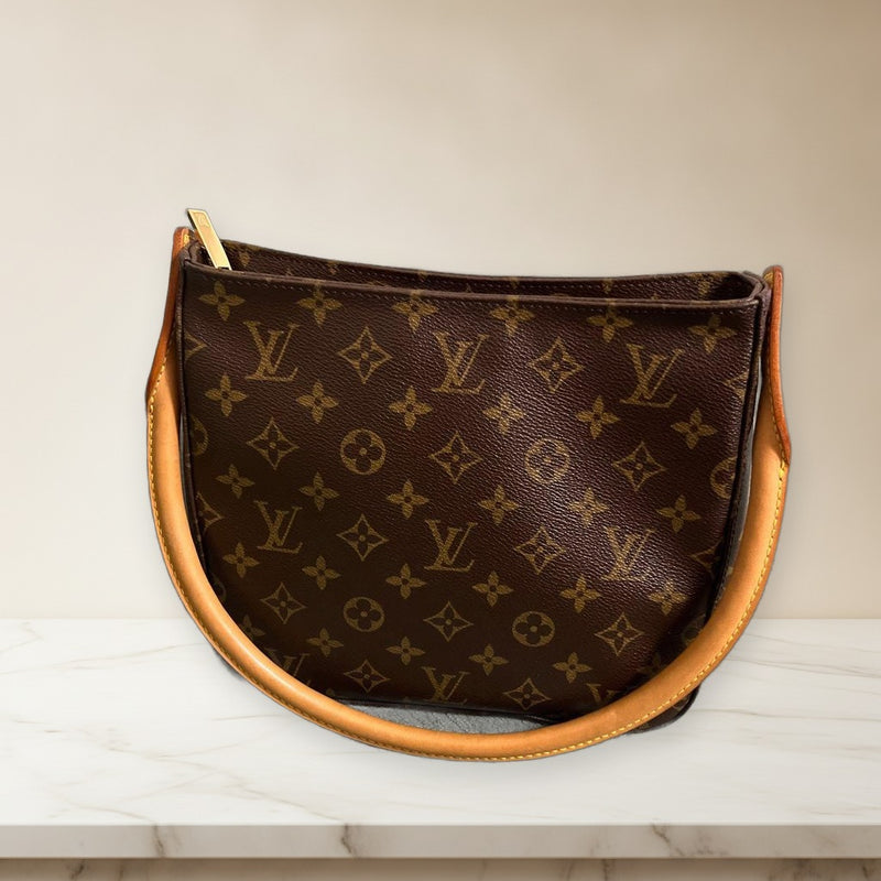 Louis Vuitton Looping Mm Handbag Brown Leather