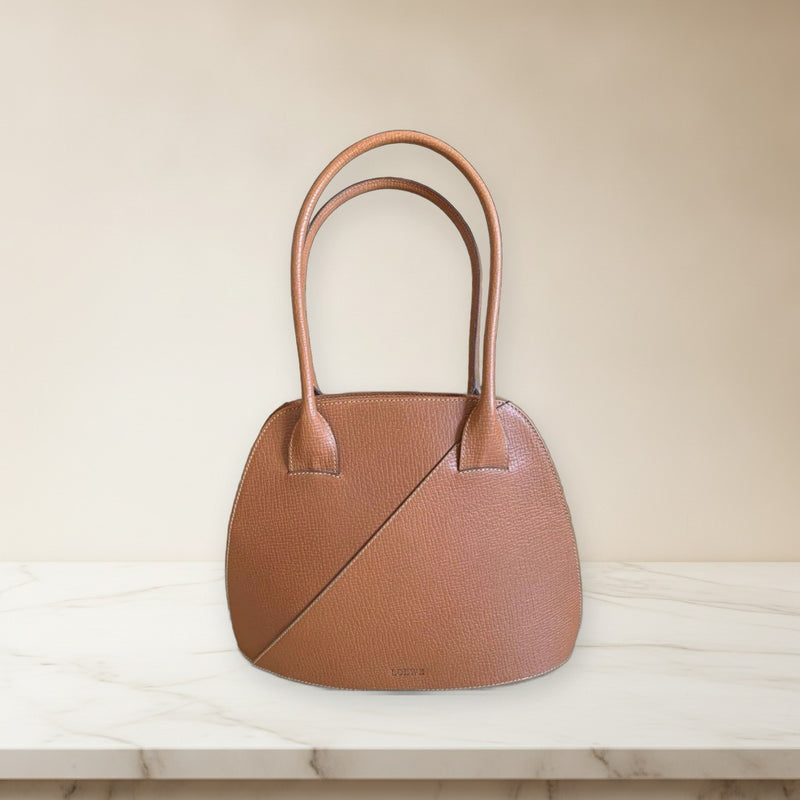 Loewe Anagram Shoulder Bag Tote Embossed Leather Camel Handbag