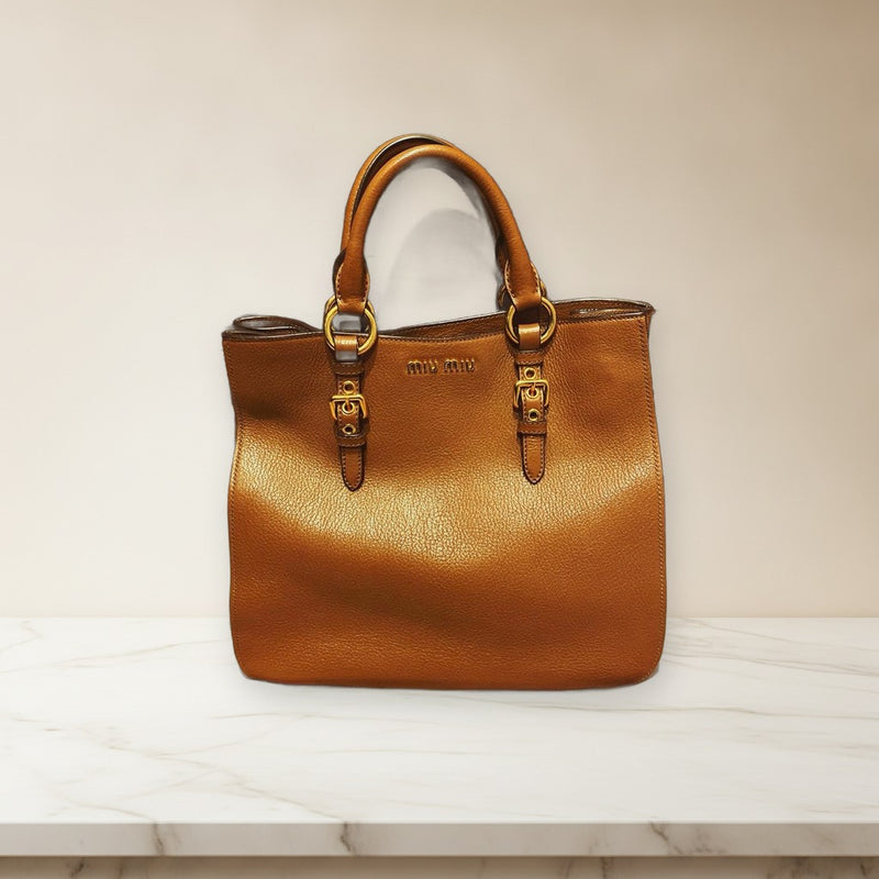 Miu Miu Handbag Shoulder Bag Tote Brown Leather