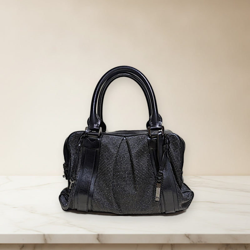 Burberry Prorsum Micro Studs Boston Bag Leather Black Gold Hardware