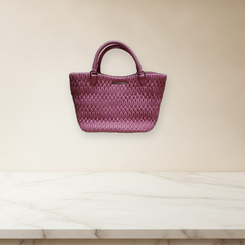 Miu Miu Nappa Crystal Handbag Shoulder Bag Leather Dusty Pink
