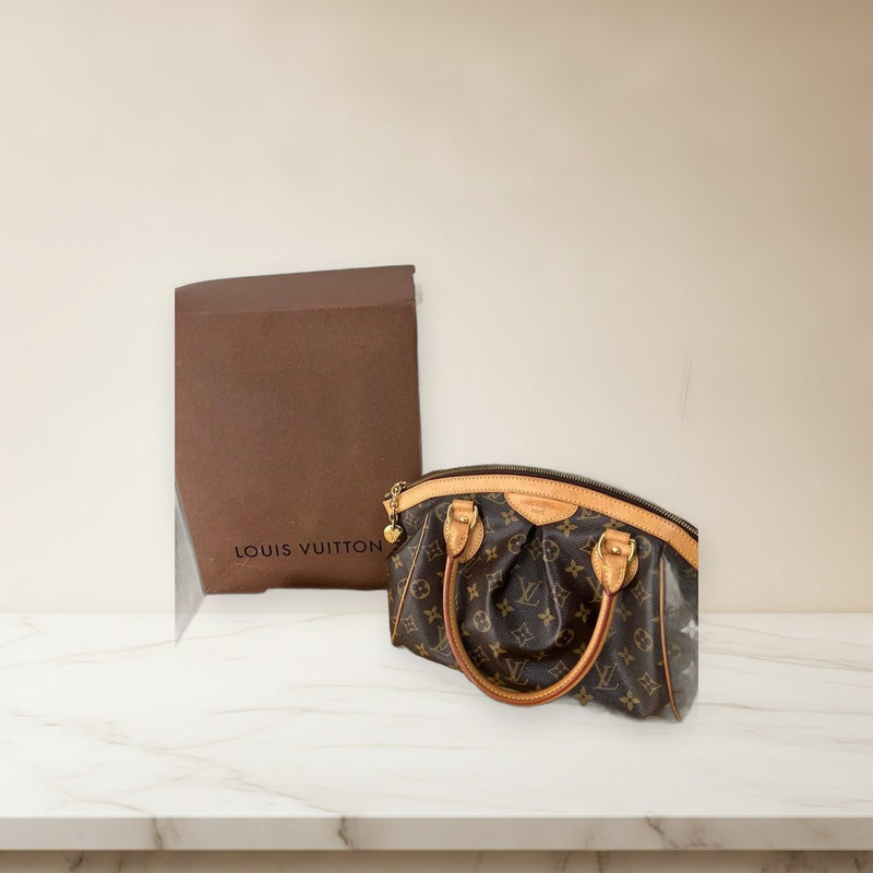 Louis Vuitton M40143 Handbag Monogram Canvas Leather Brown Gold Hardware