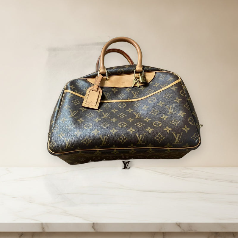 Louis Vuitton Deauville Monogram Handbag Tote Bag Canvas Leather