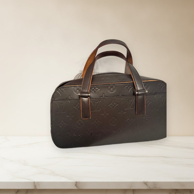 Louis Vuitton Handbag Shoulder Bag Black Leather Brown Handle