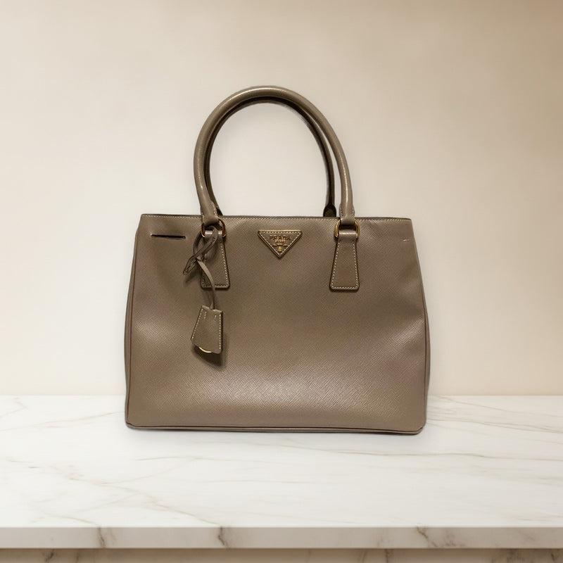 Prada Saffiano Shoulder Bag Greige Argilla Leather Crossbody Handbag