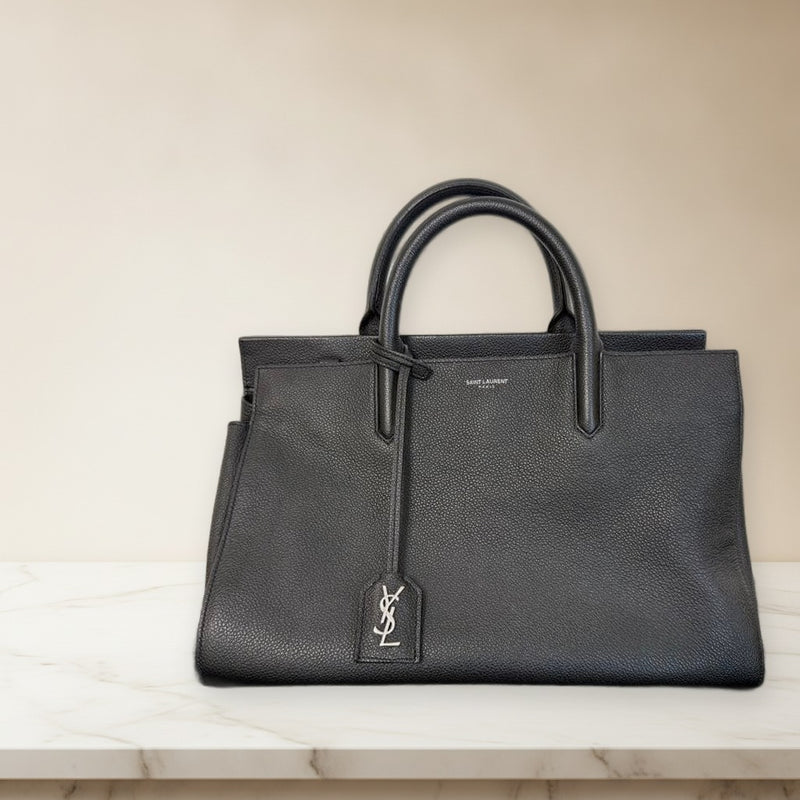 Saint Laurent Paris Cabas Rive Gauche 2-Way Shoulder Bag Leather Black