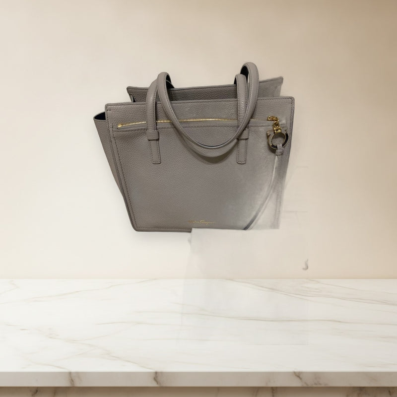 Salvatore Ferragamo Handbag Shoulder Bag Gray Leather