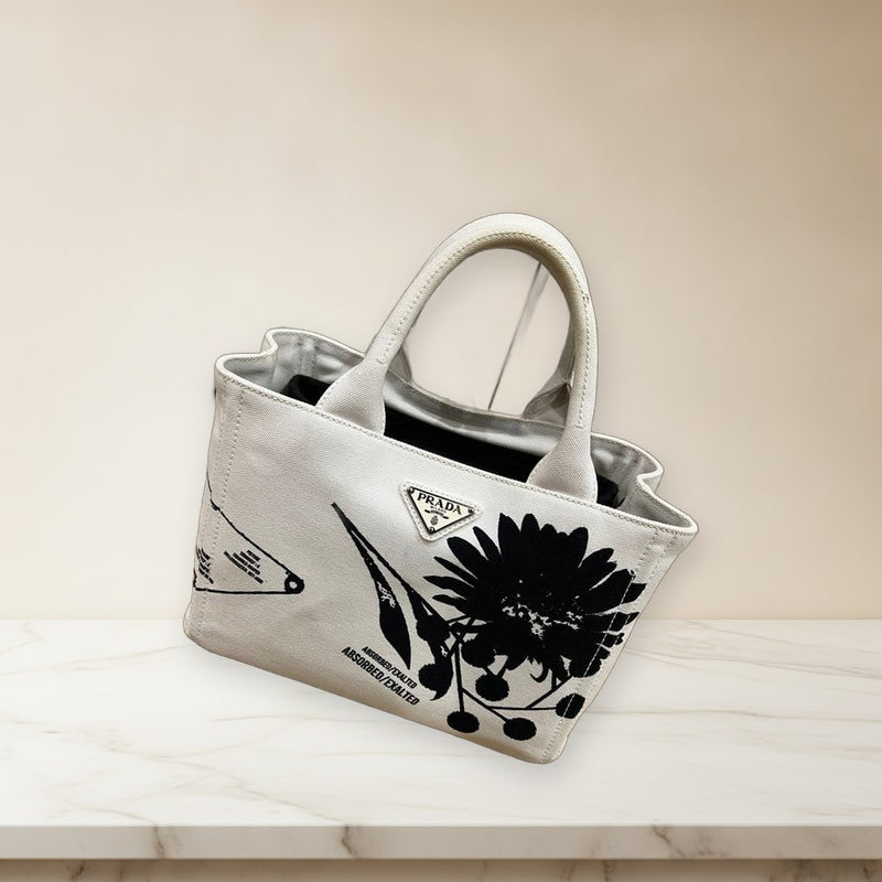 Prada Canapa Symbols 2way Handbag Shoulder Bag Tote
