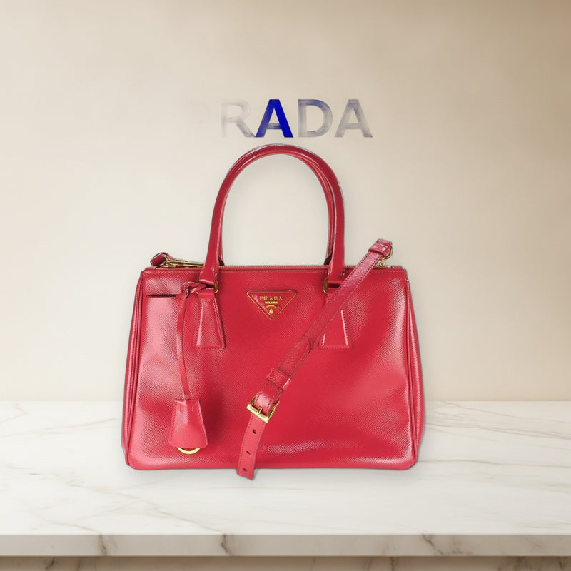 Prada Saffiano Vernic BN2863 2-Way Handbag Shoulder Bag Pink Peonia