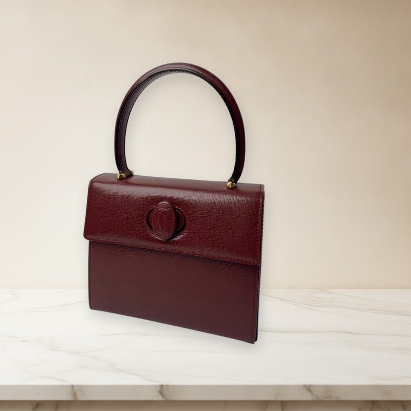 Cartier Must Line Turnlock Mini Handbag Shoulder Bag Bordeaux Leather