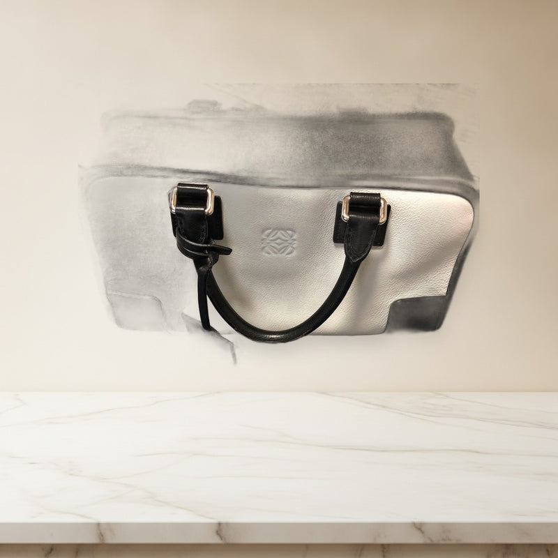 Loewe Amazona 28 Panda Limited Edition Handbag White Black Leather