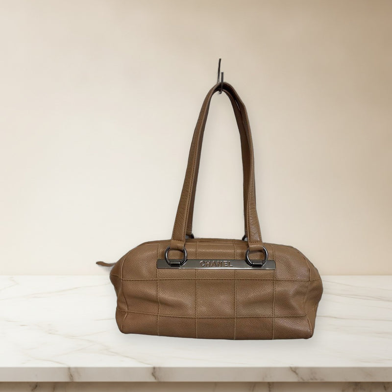 Chanel Quilted Handbag Leather Beige